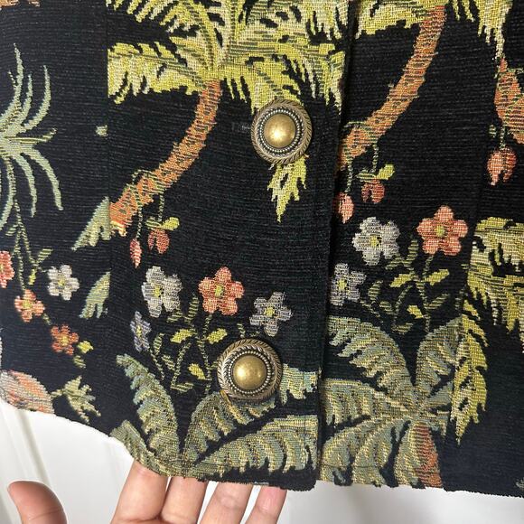 Vintage‎ Painted Pony Size Small Tapestry Blazer Jungle Print Two Button - Picture 6 of 6